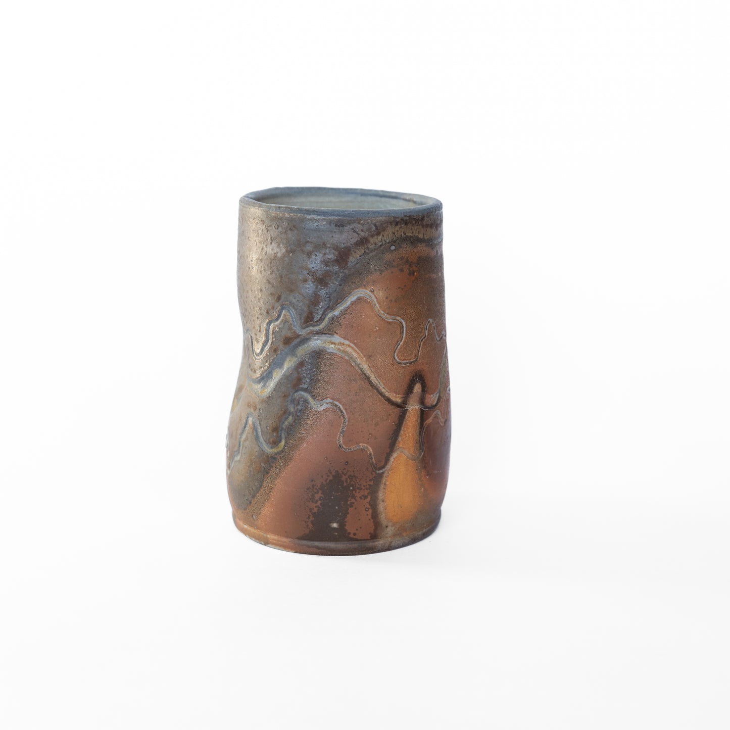 wood-fired sgraffito tall thumb tumbler