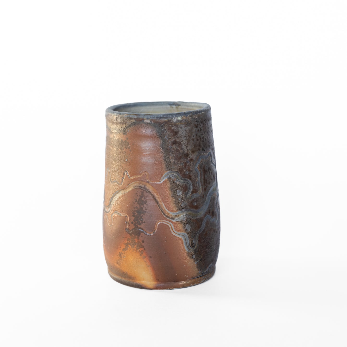 wood-fired sgraffito tall thumb tumbler