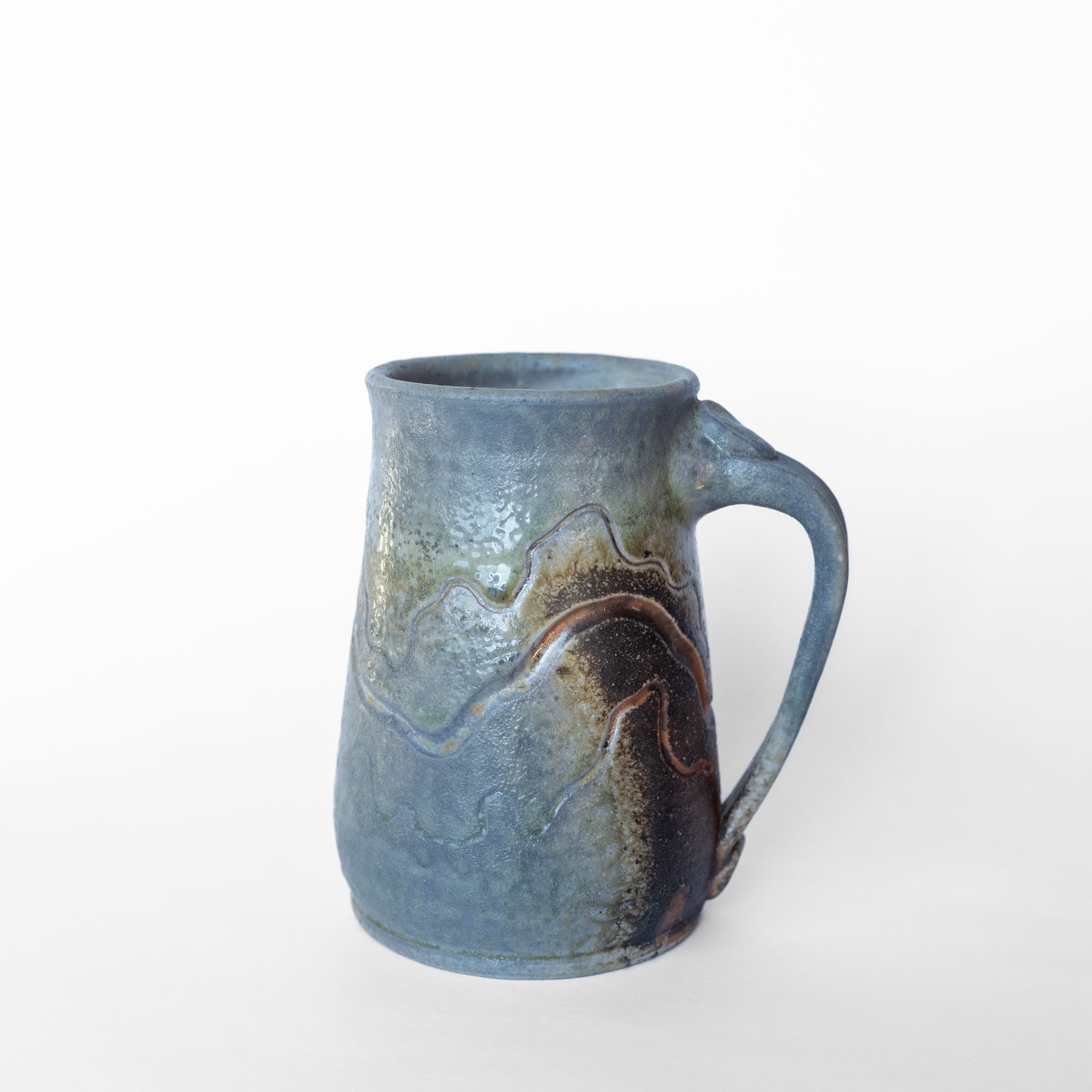 wood-fired sgraffito stein mug