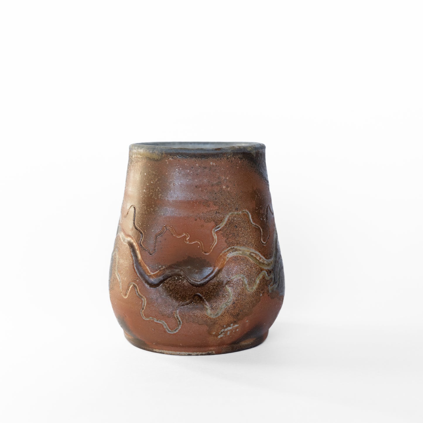 wood-fired sgraffito thumb tumbler