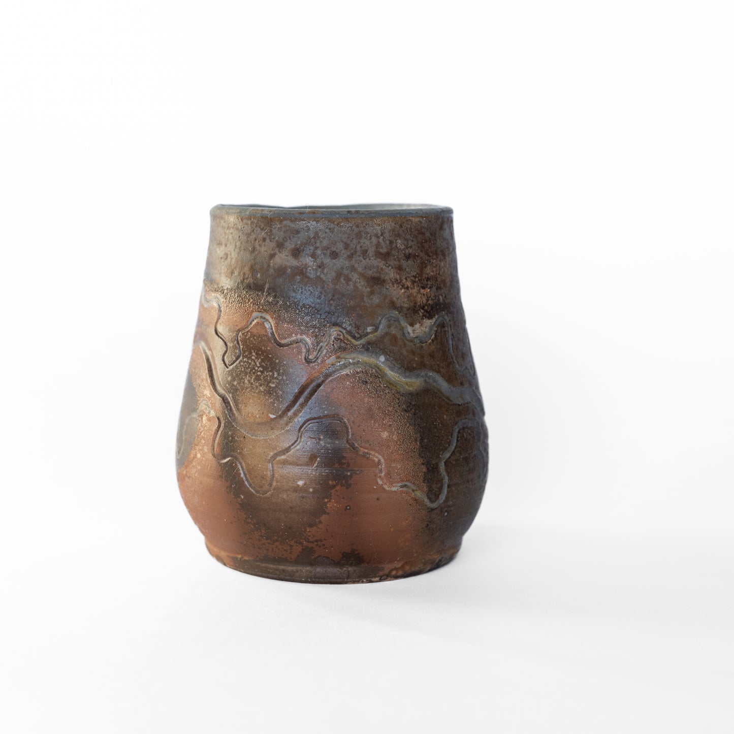 wood-fired sgraffito thumb tumbler