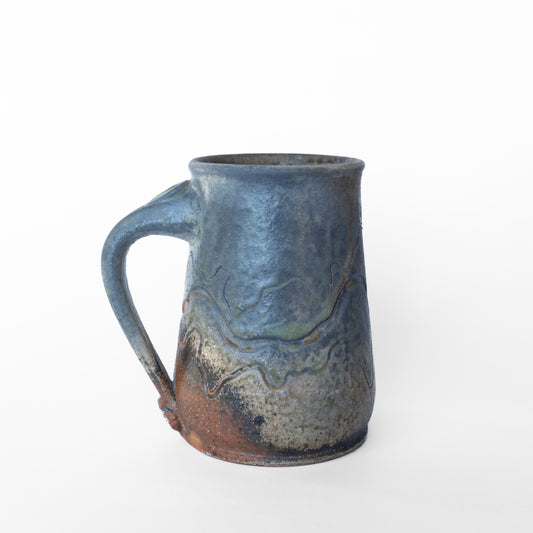 wood-fired sgraffito stein mug
