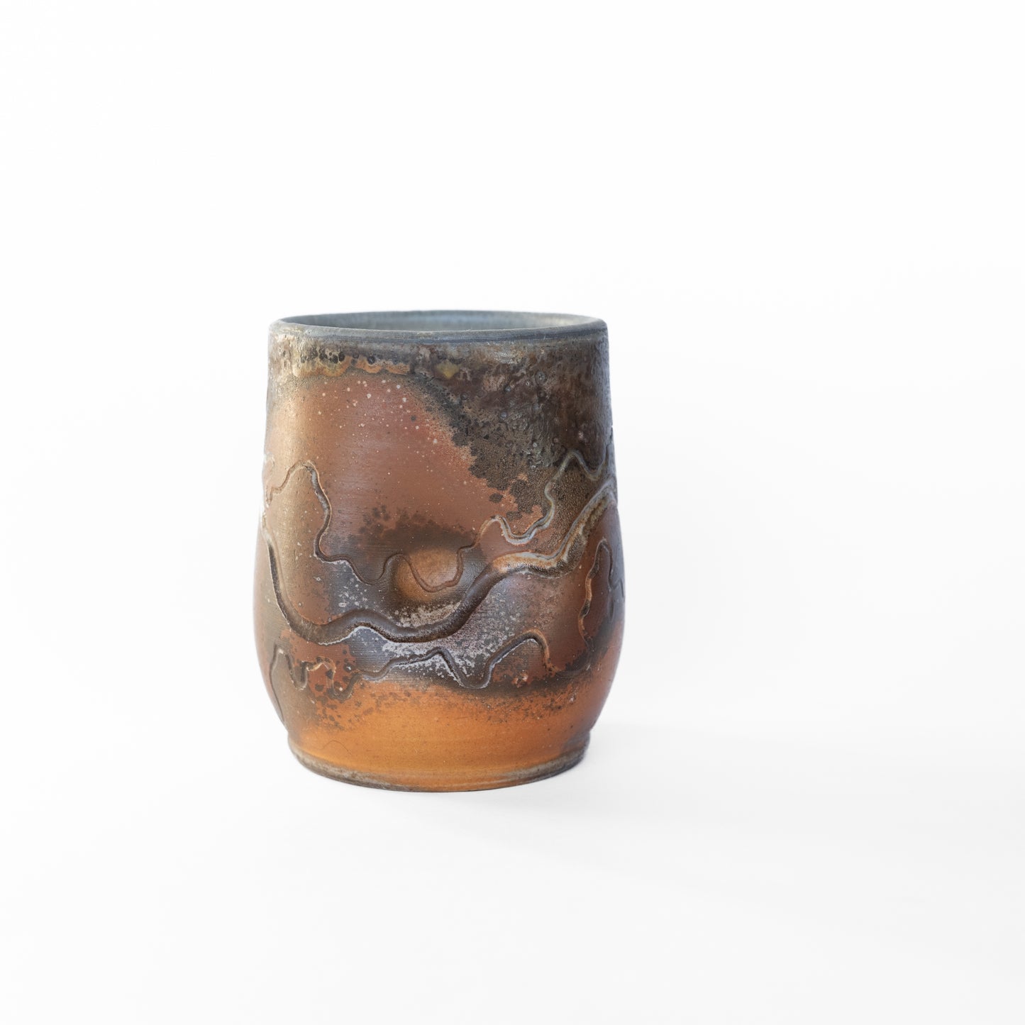 wood-fired sgraffito thumb tumbler