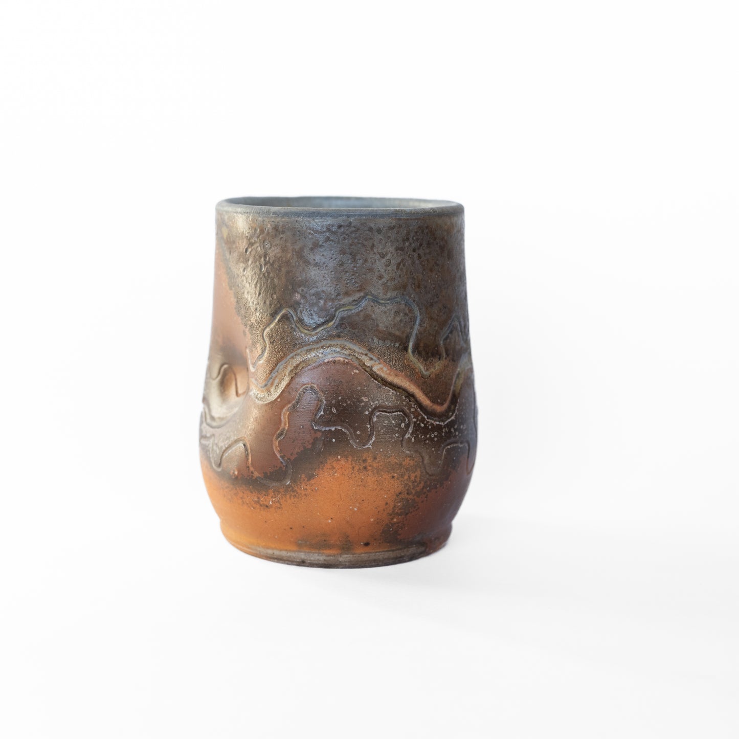 wood-fired sgraffito thumb tumbler