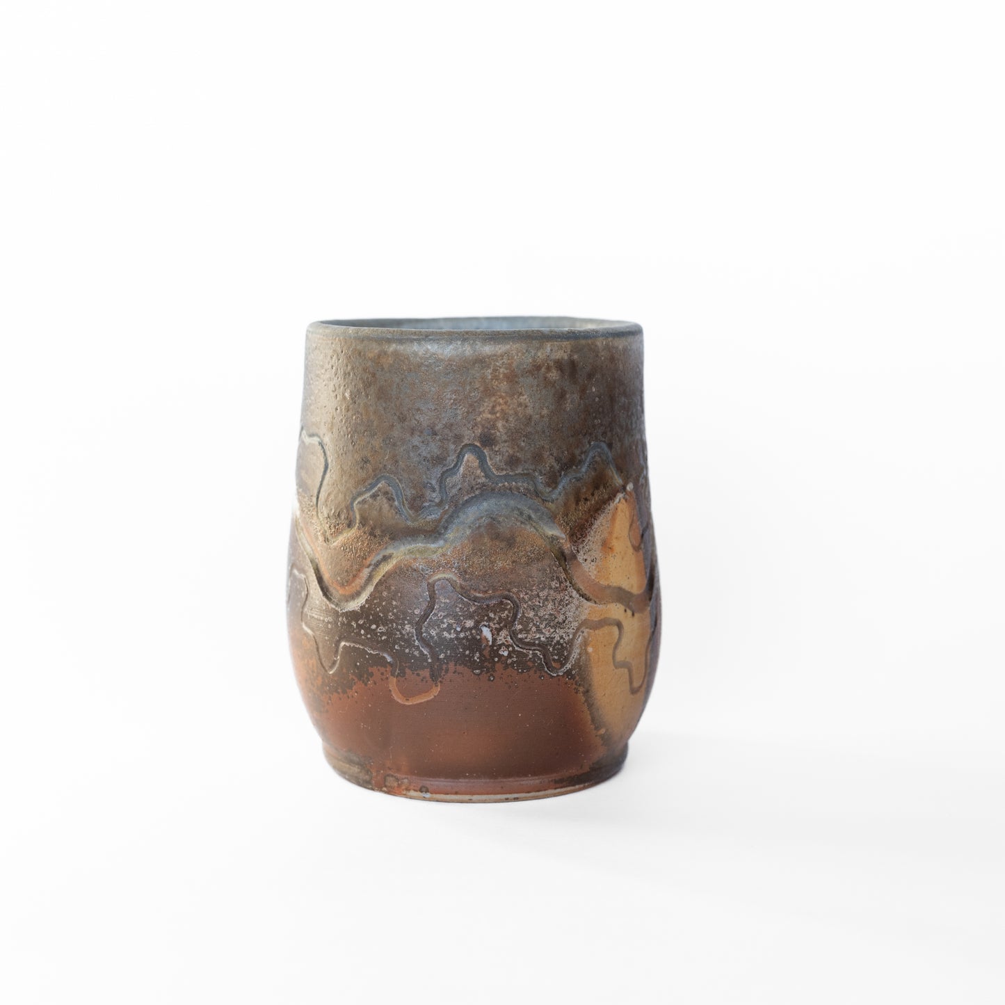 wood-fired sgraffito thumb tumbler
