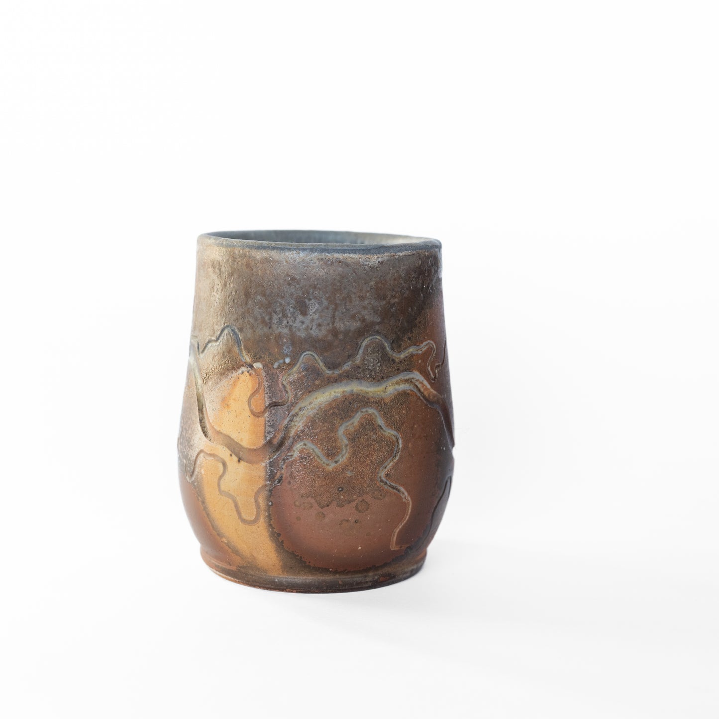 wood-fired sgraffito thumb tumbler