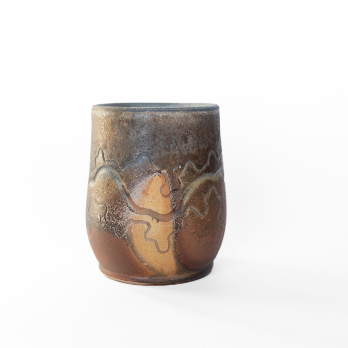 wood-fired sgraffito thumb tumbler