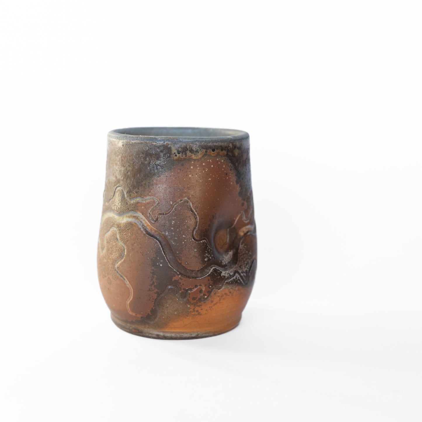 wood-fired sgraffito thumb tumbler