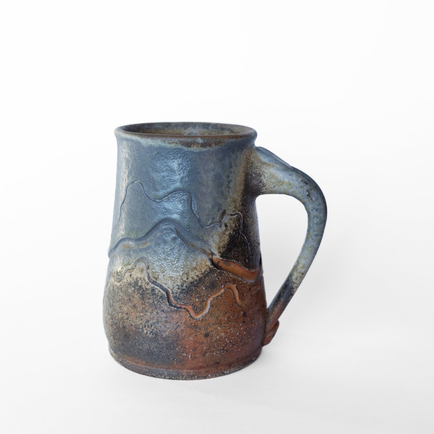 wood-fired sgraffito stein mug
