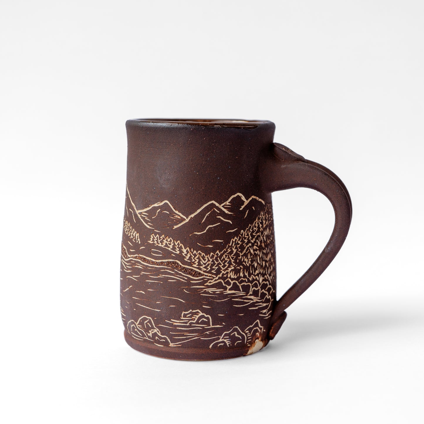 alpine lake sgraffito mug