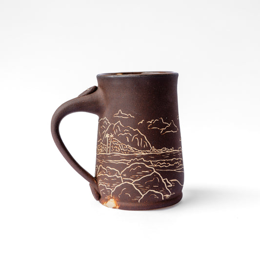 island coastline sgraffito mug