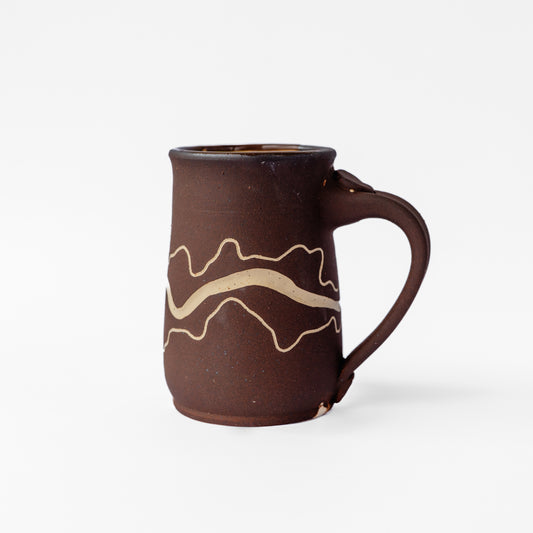 landscape sgraffito stein mug