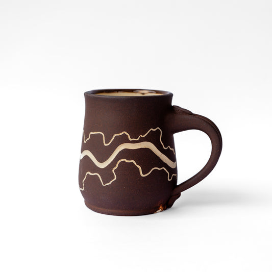 landscape sgraffito diner mug