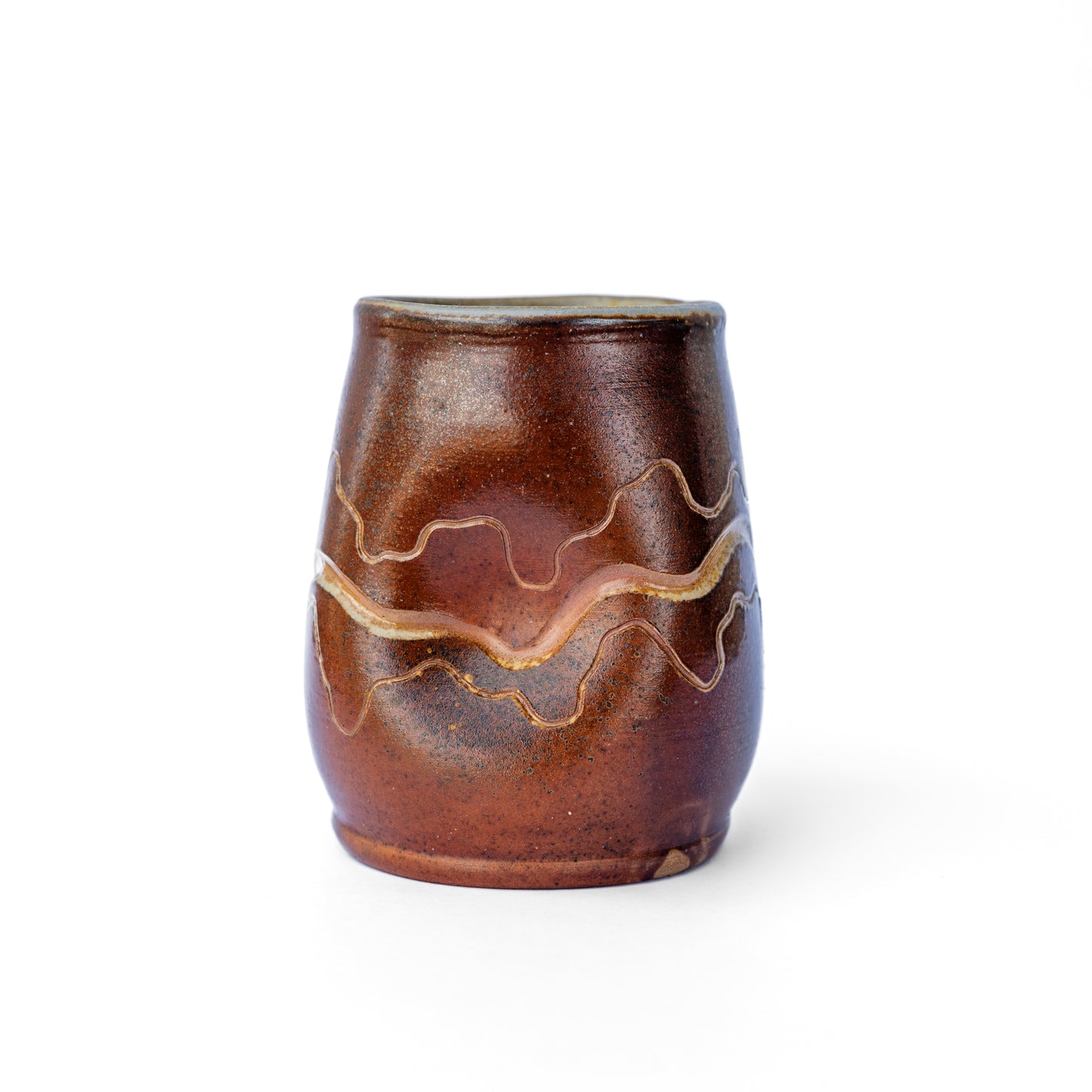 wood-fired sgraffito thumb tumbler