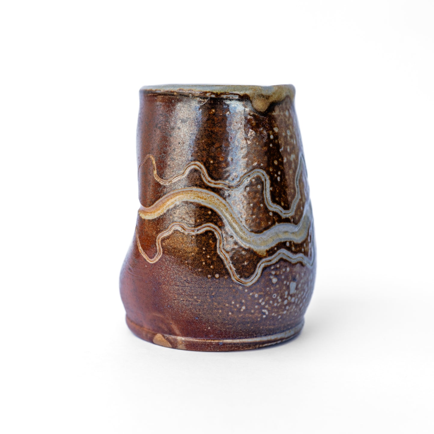 wood-fired sgraffito thumb tumbler