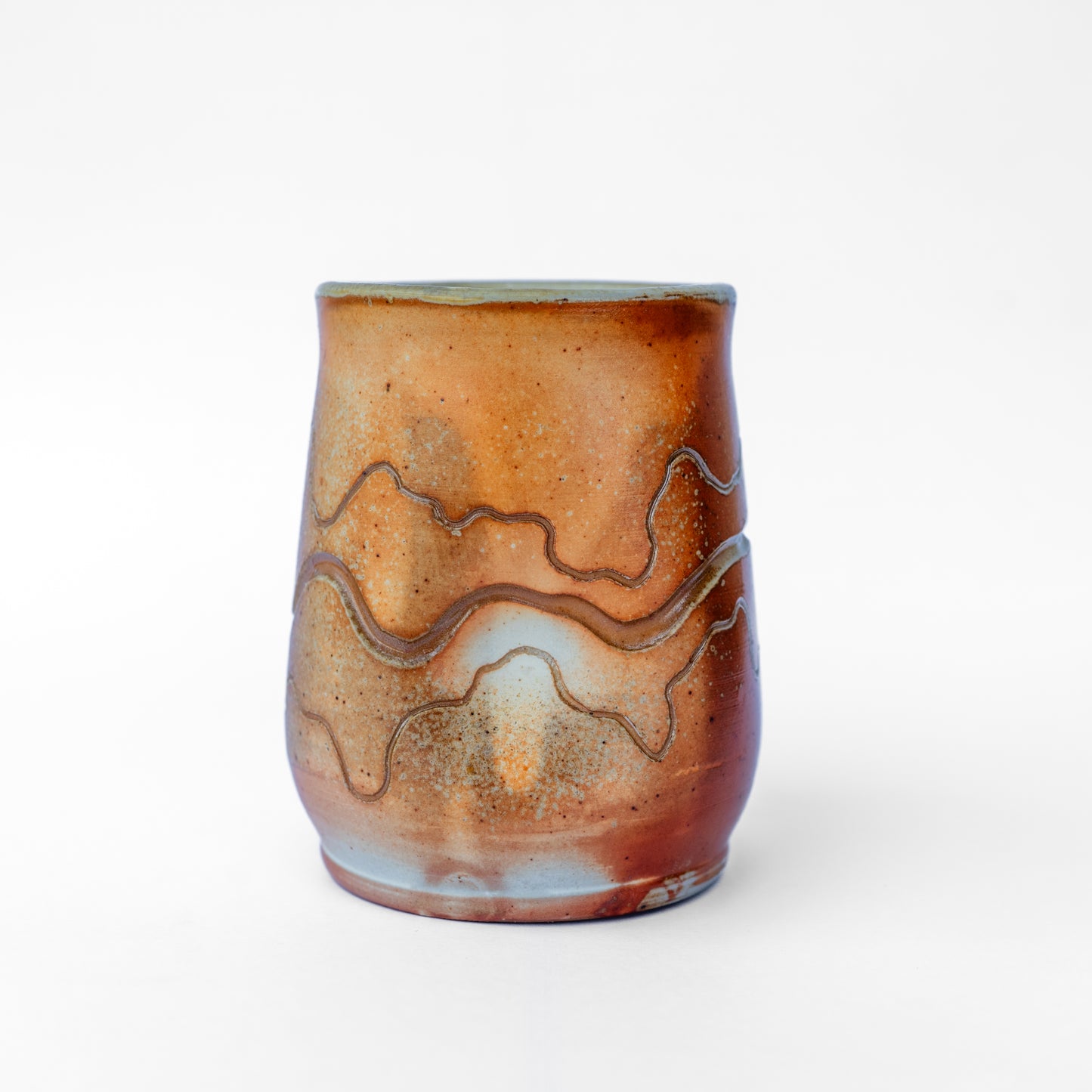 wood-fired sgraffito thumb tumbler