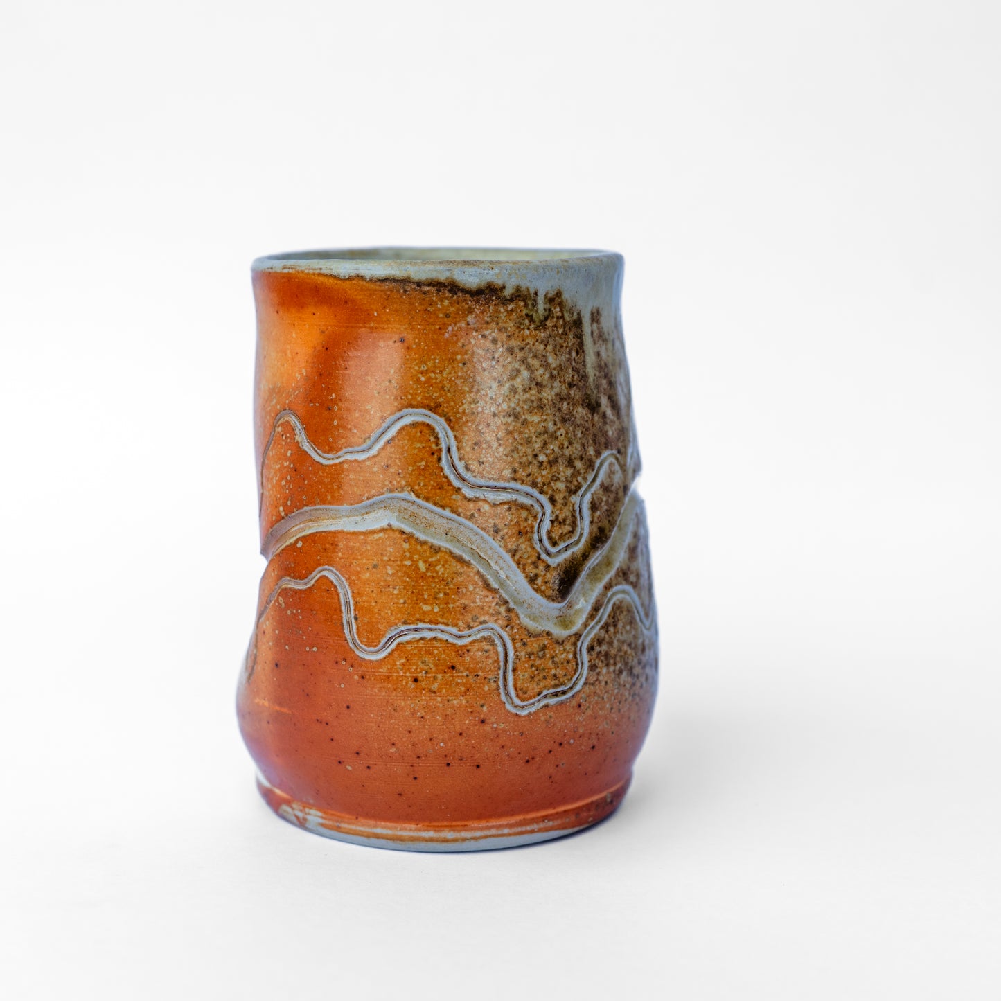 wood-fired sgraffito thumb tumbler