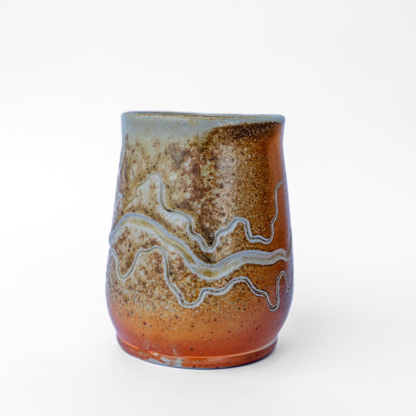 wood-fired sgraffito thumb tumbler