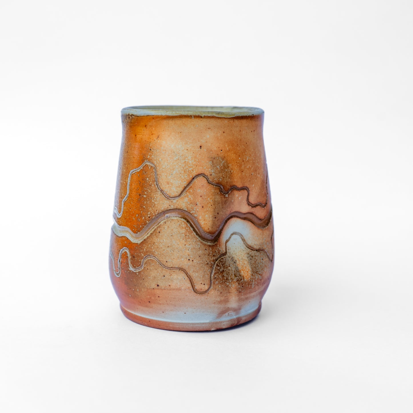 wood-fired sgraffito thumb tumbler