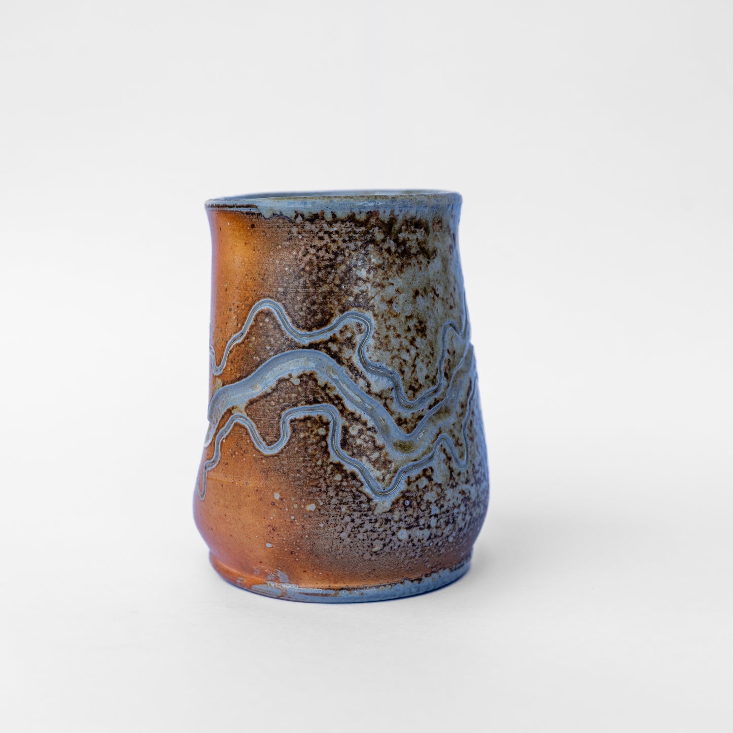 wood-fired sgraffito thumb tumbler