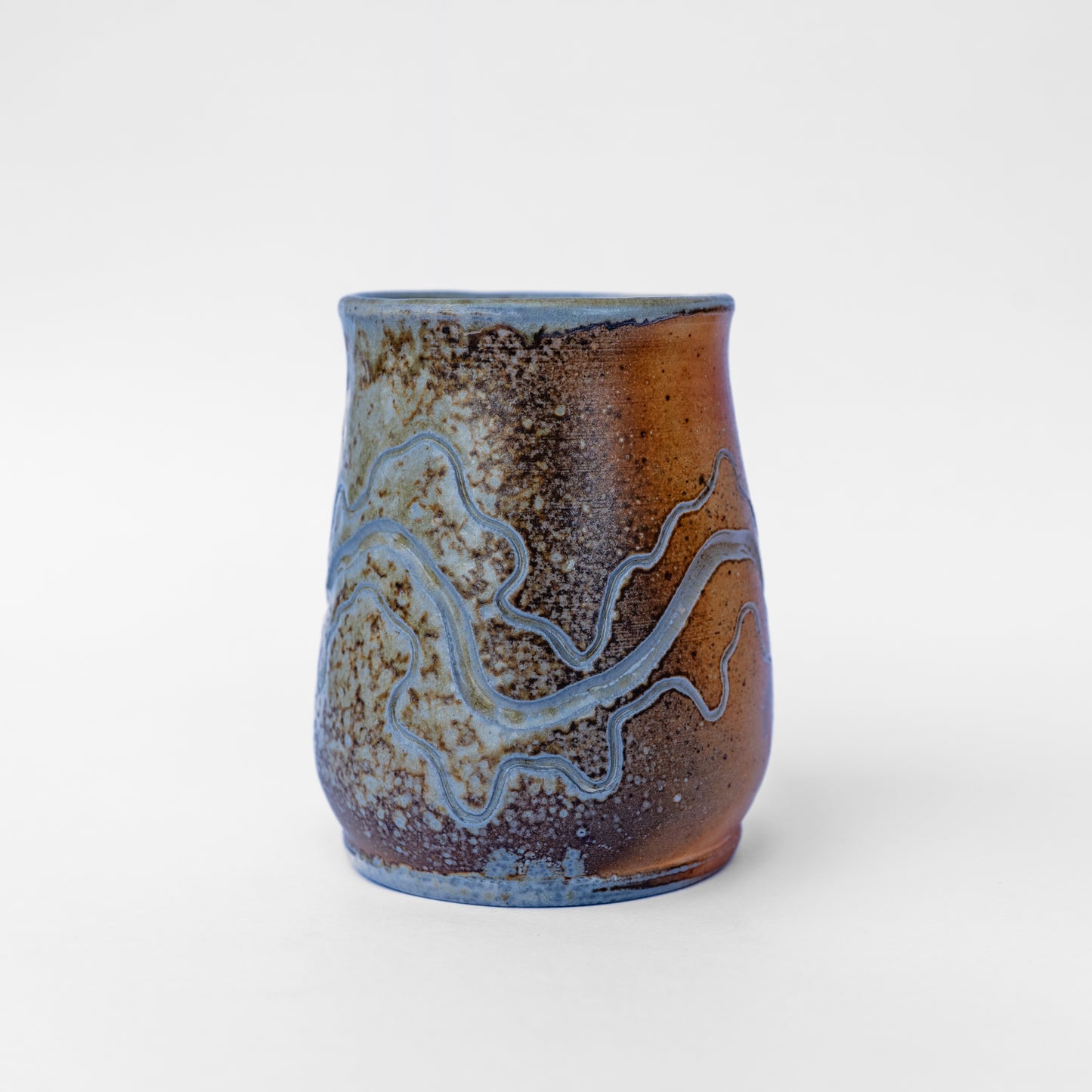 wood-fired sgraffito thumb tumbler