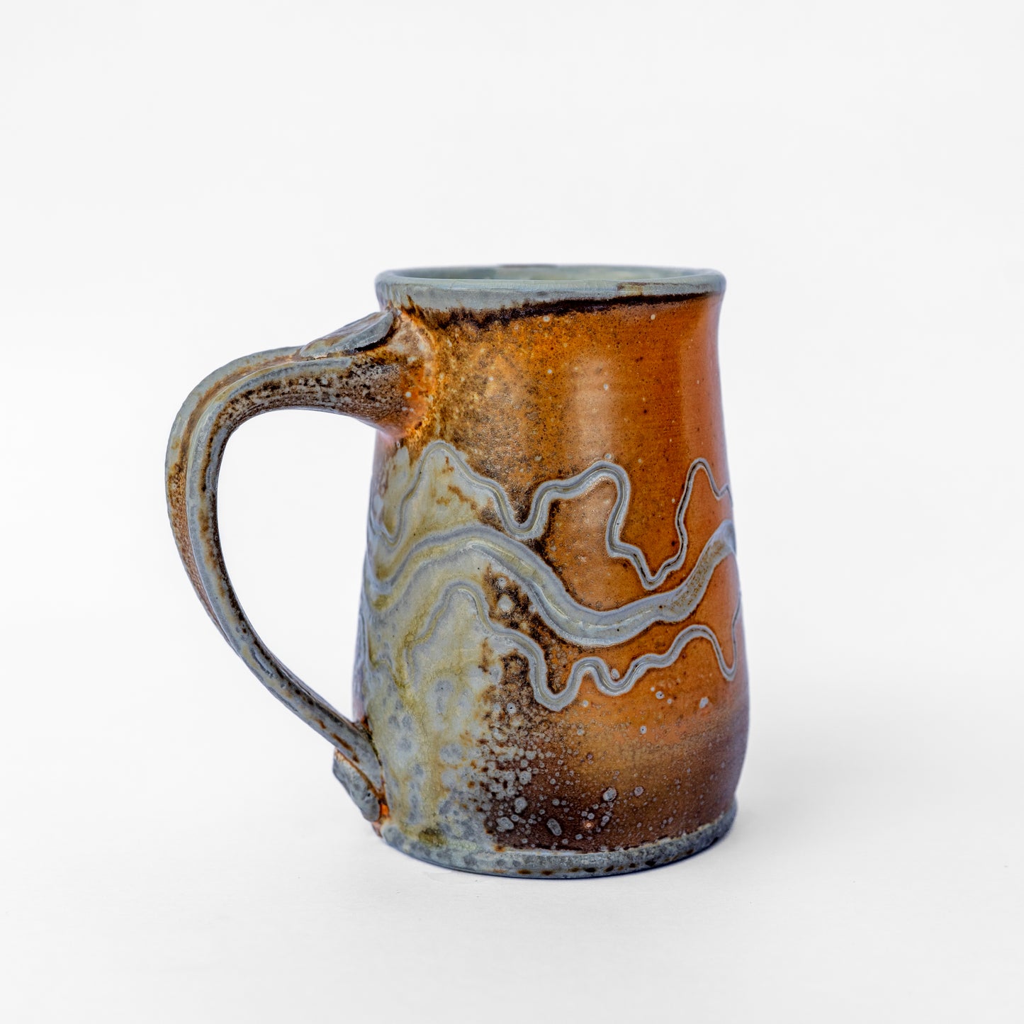 wood-fired sgraffito stein mug