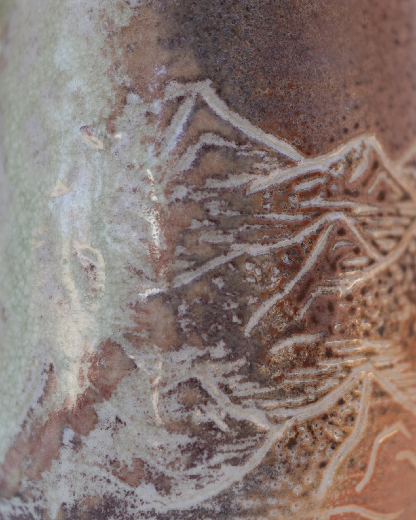 soda-fired sgraffito stein mug