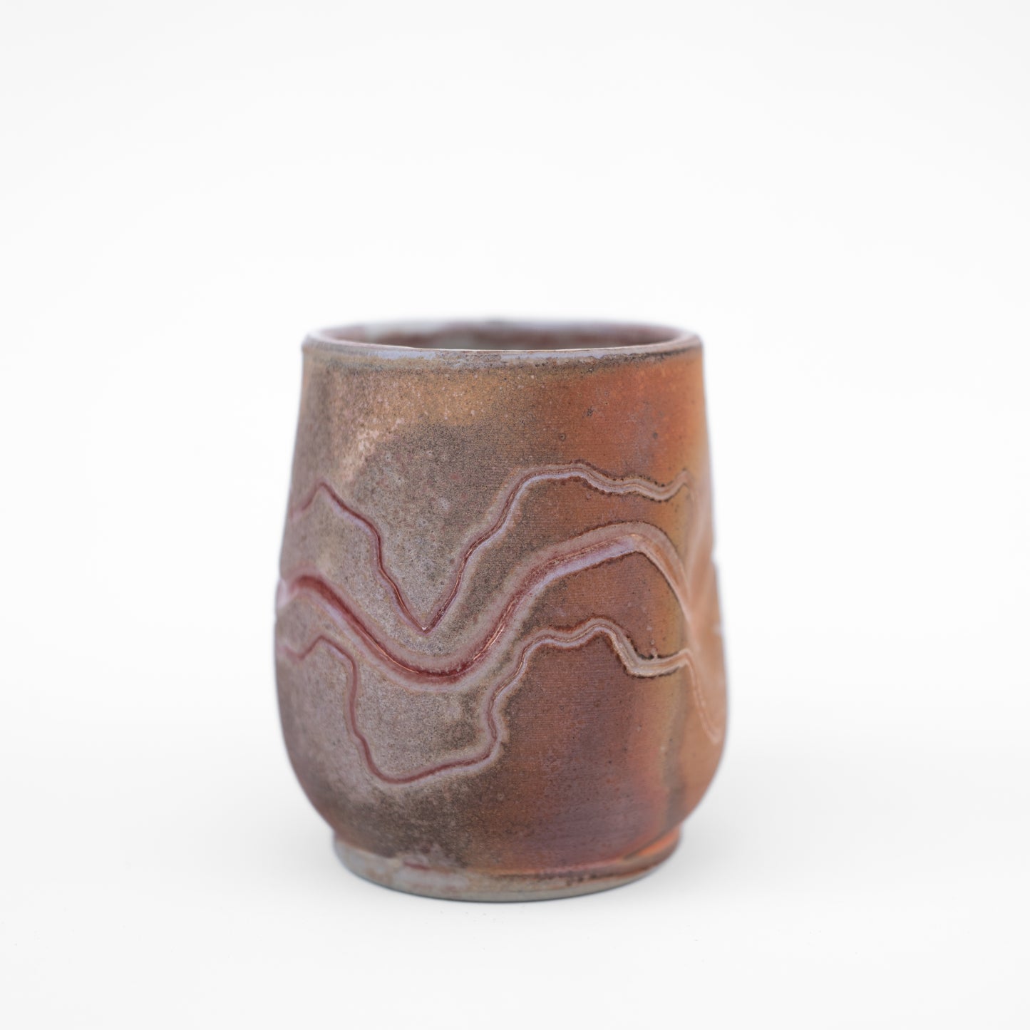 soda-fired sgraffito thumb tumbler