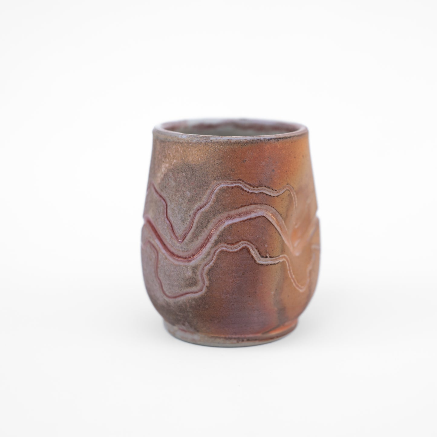 soda-fired sgraffito thumb tumbler