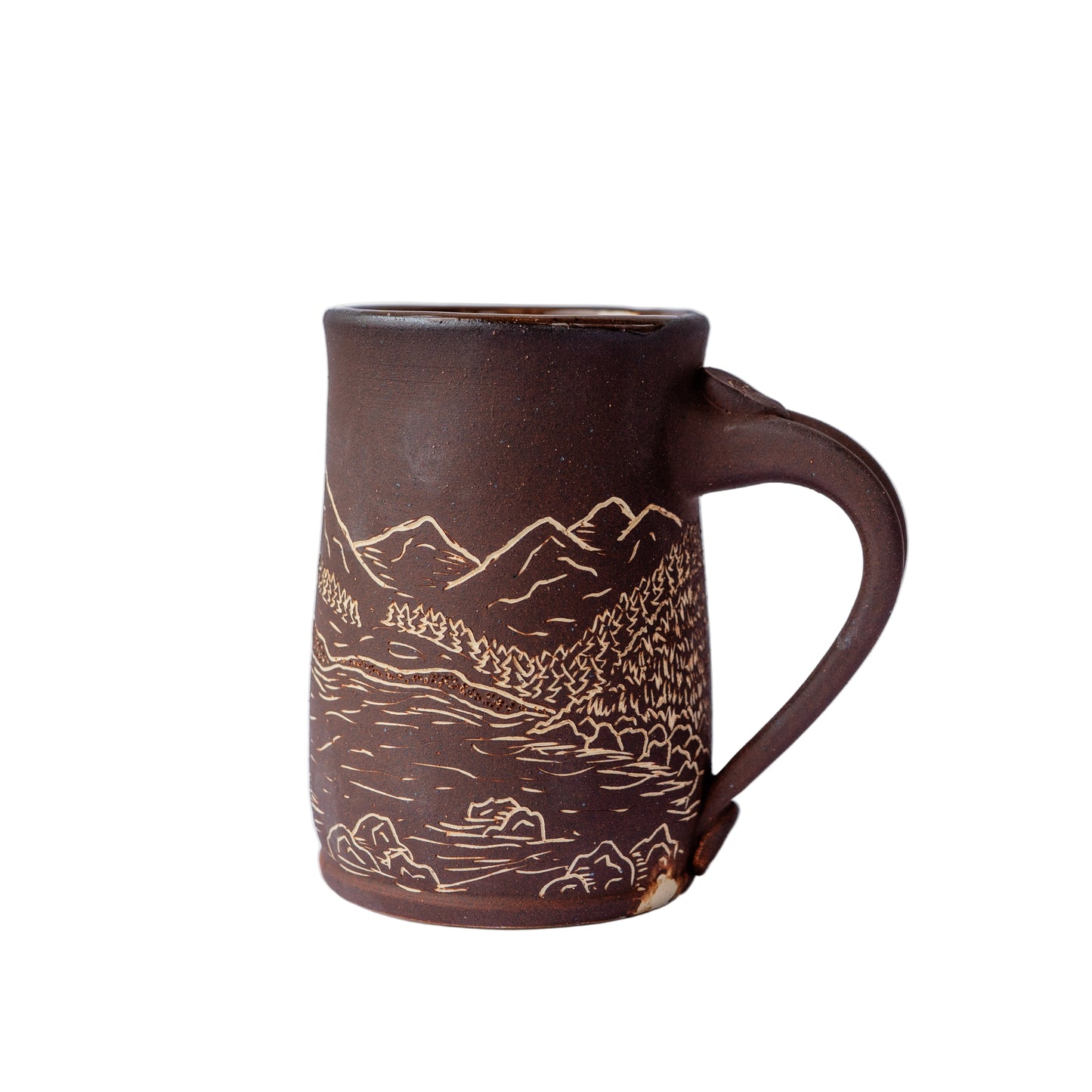 alpine lake sgraffito mug
