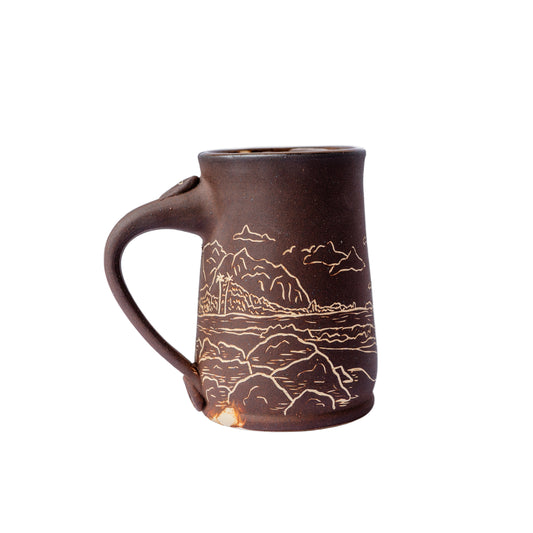 island coastline sgraffito mug