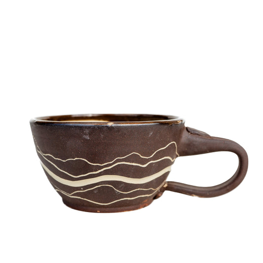 landscape sgraffito soup mug