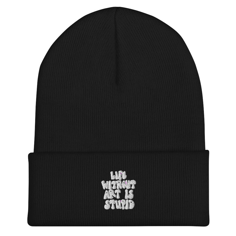 life without art cuffed beanie